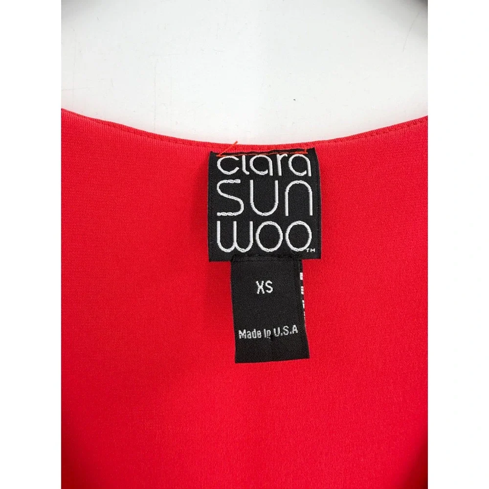 Clara Sunwoo Asymmetrical Draped Dress Womens XS Red V-Neck Stretch‎ Avant Garde